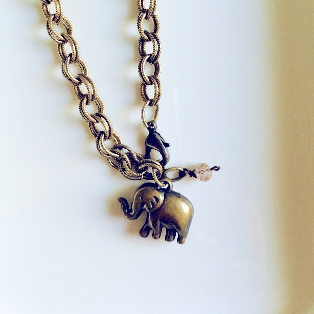 Rue LaLa Bronze Elephant Necklace